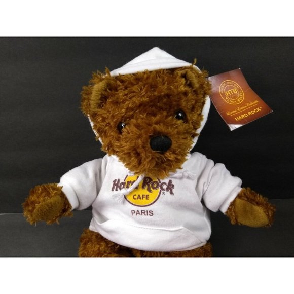 Hard Rock Cafe Paris 9" CLASSIC Teddy Bear w/ Hoodie Plush Stuffed Animal NWT - Picture 1 of 12